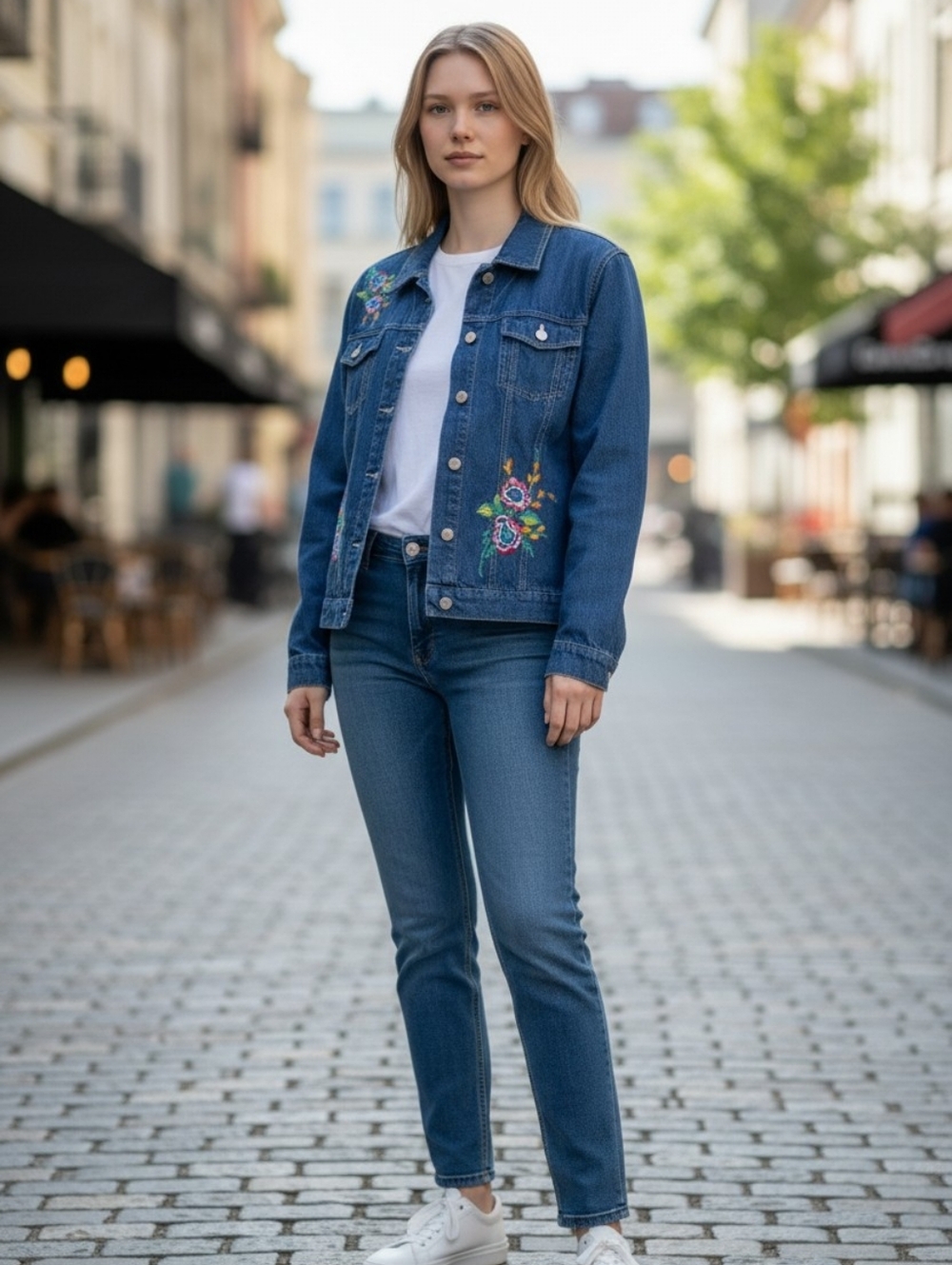 TUDOR Court Embroidered Denim Jean Jacket Sz M L